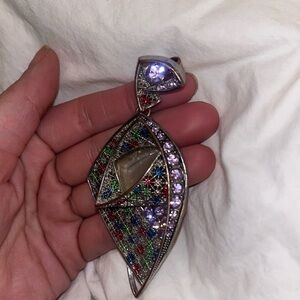 Vintage Italy Sterling Silver Abalone Pendant Necklace, or brooch
